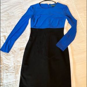 Lauren Ralph Lauren Color Block Long Sleeve, Knee-Length Dress